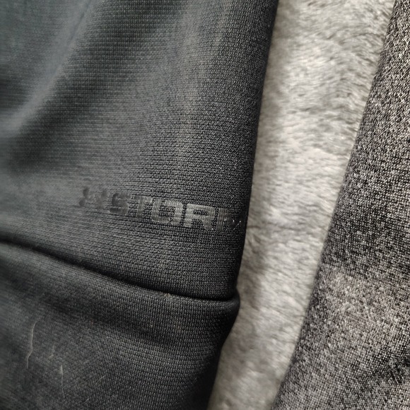Under Armour Storm Hoodie Mens 2XL‎ Black Gray Colorblock Fleece Full Zip - Picture 7 of 16